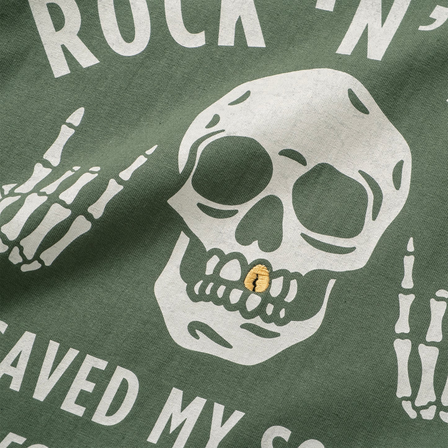(ZT1908) Gold Teeth Rock 'N' Roll Graphic Tee