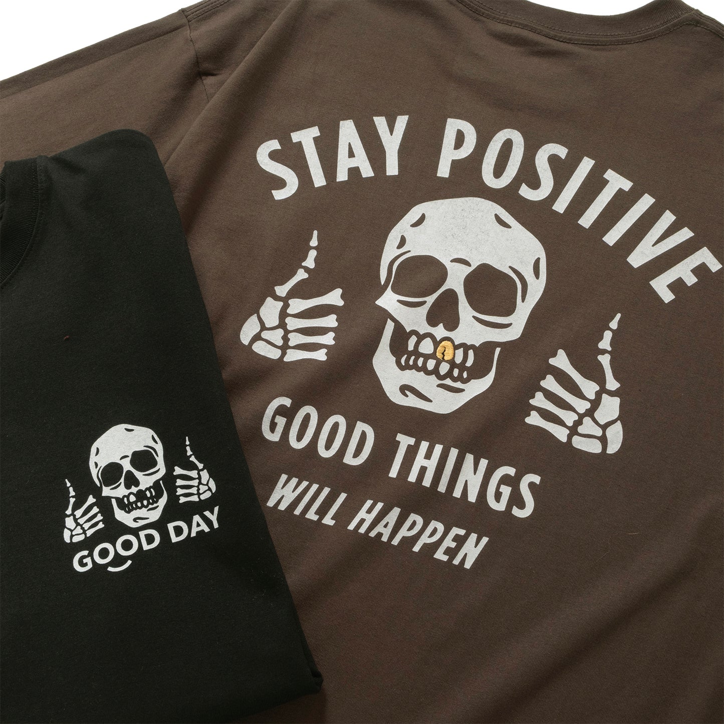(ZT1907) Gold Teeth Stay Positive Graphic Tee
