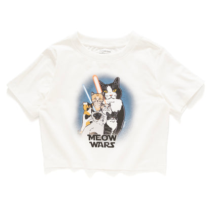 (ZT1408) MEOW WARS Graphic Cropped Tee