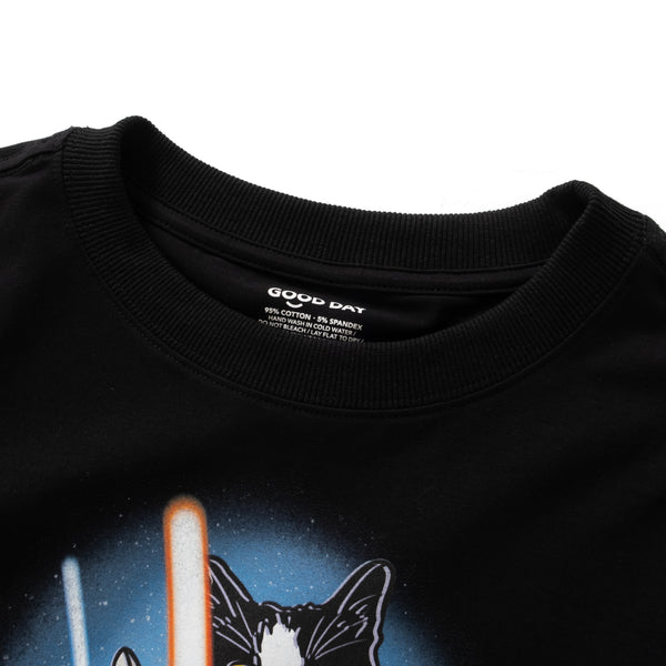 (ZT1408) MEOW WARS Graphic Cropped Tee