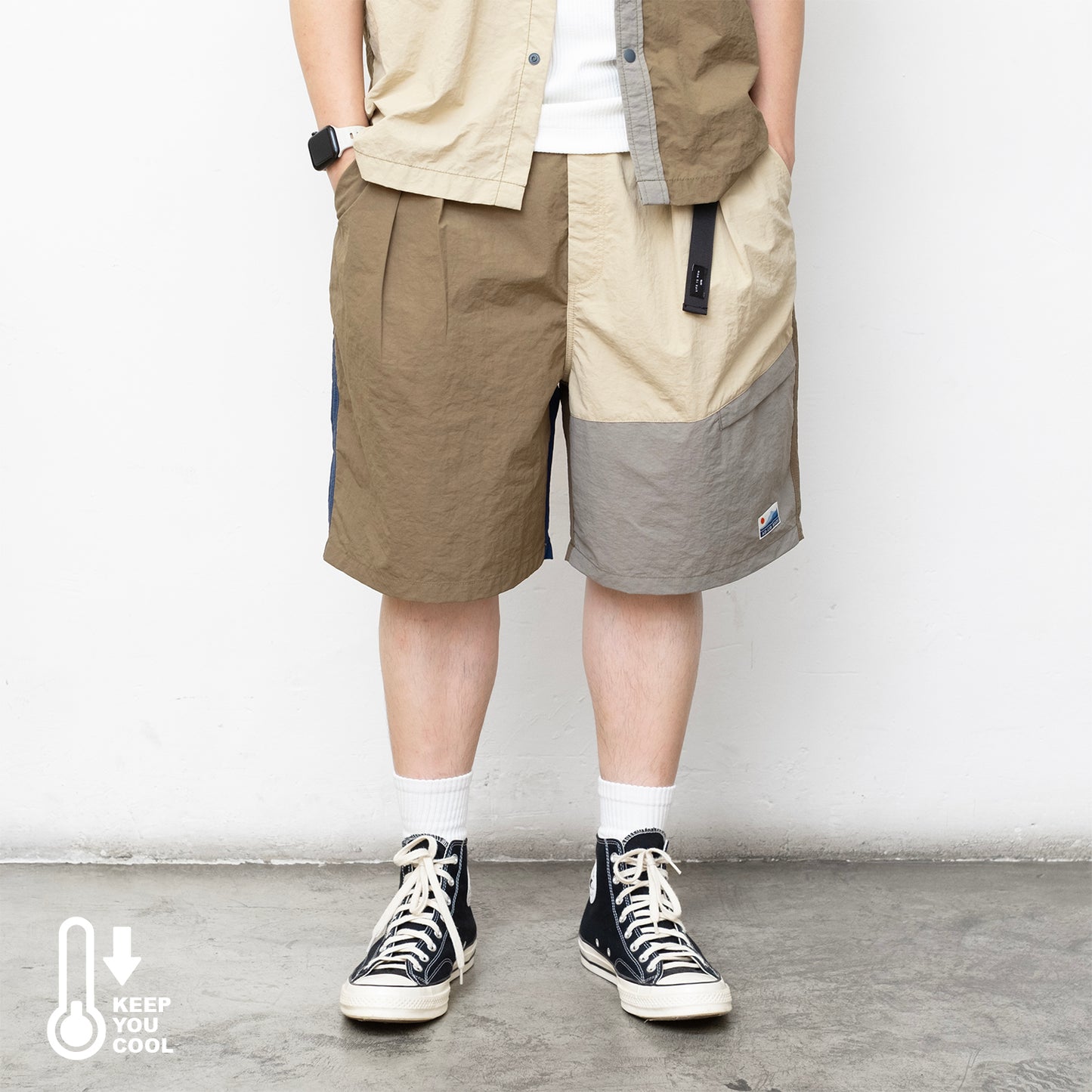 (SP444) Cool Touch Colorblock Shorts