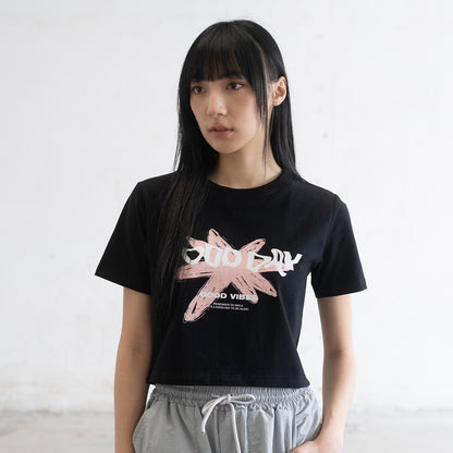 (ZT1677) Flower Graphic Cropped Tee