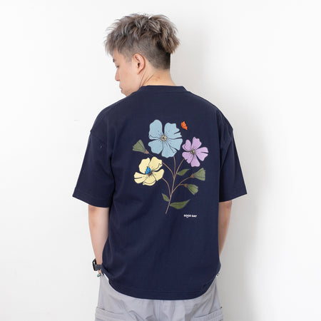 (ZT1418) Monkey Hot Spring Graphic Embroidery Tee