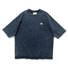 (TP1601) Indigo Washed Sashiko Crop Sleeve Tee