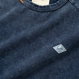 (TP1601) Indigo Washed Sashiko Crop Sleeve Tee