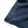 (TP1601) Indigo Washed Sashiko Crop Sleeve Tee