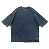 (TP1601) Indigo Washed Sashiko Crop Sleeve Tee