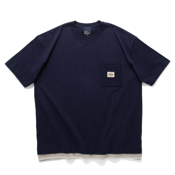 (ZT1674)  Stitching Fake Layer Pocket Tee