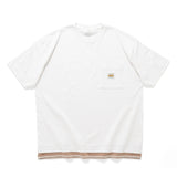 (ZT1674)  Stitching Fake Layer Pocket Tee