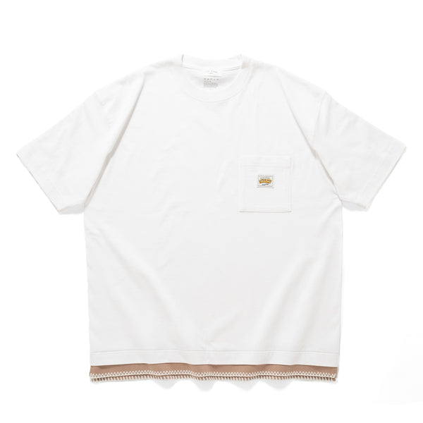 (ZT1674)  Stitching Fake Layer Pocket Tee