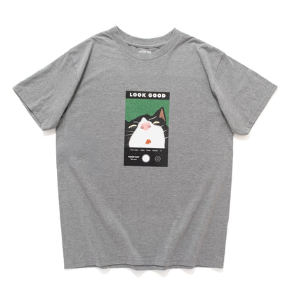 (ZT1915) Selfie Cat Graphic Tee