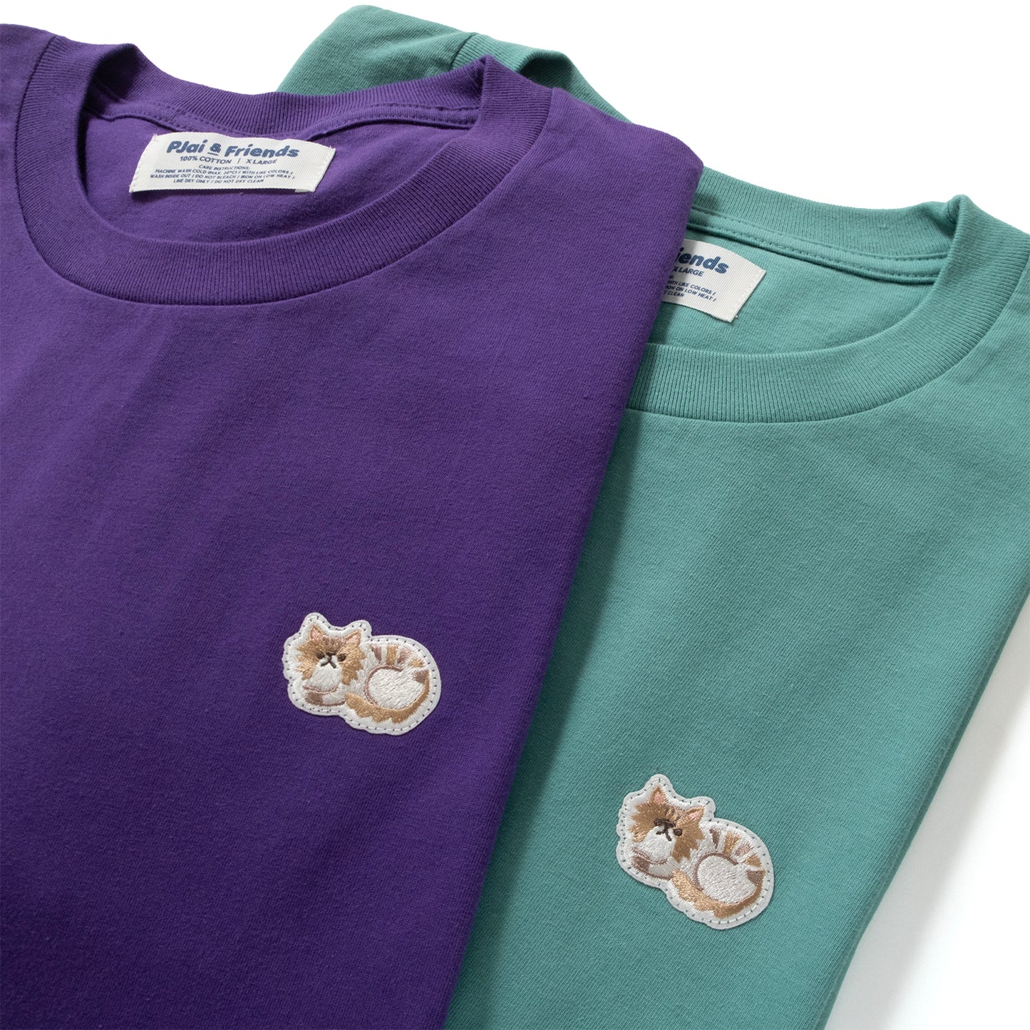 (ZT1913) Cat Embroidery Patch Tee