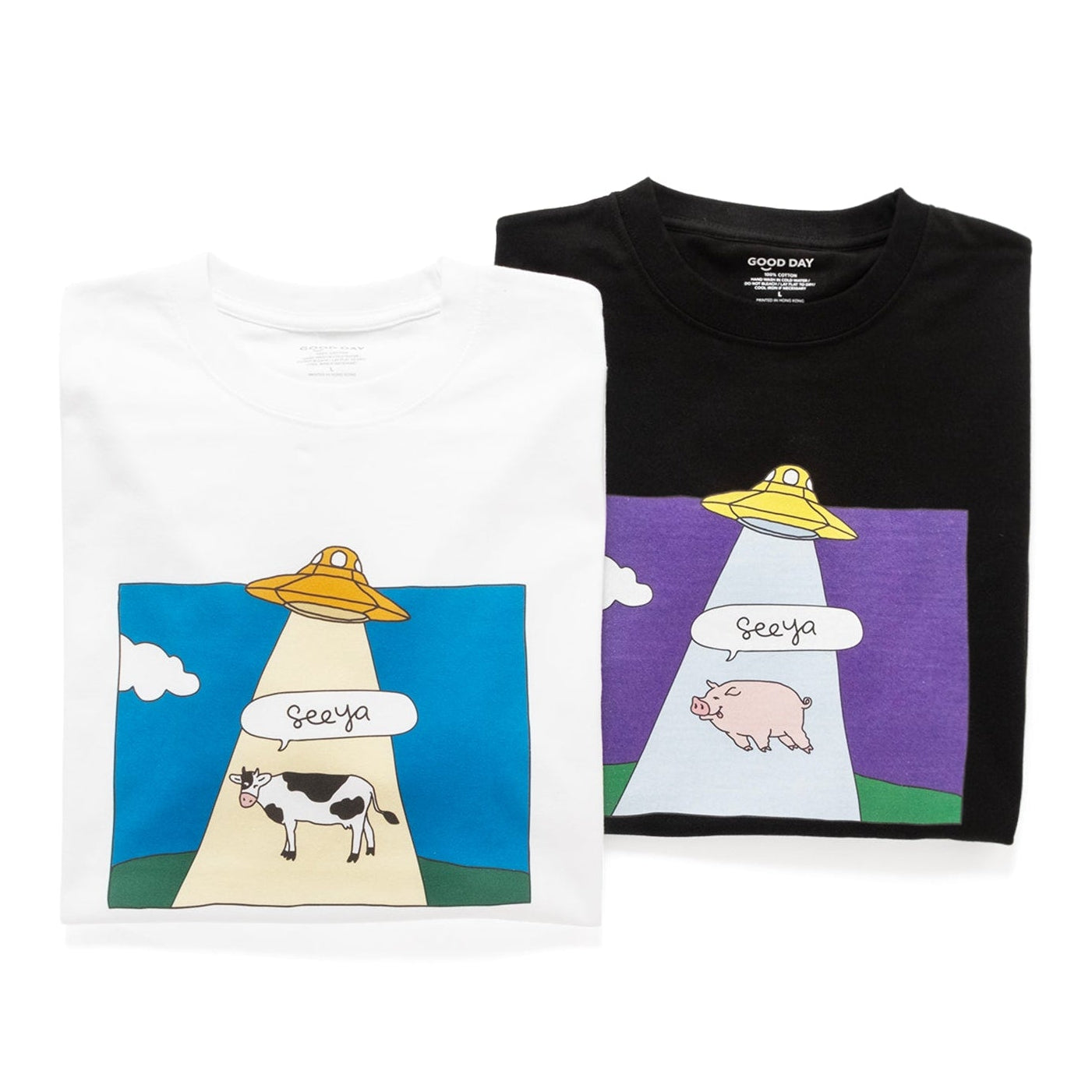 (ZT1917) UFO Animals Graphic Tee