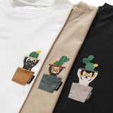 (ZT1178) Animal Plant Embroidery Tee