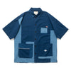 (ST458) Indigo Patchwork Short Sleeve Shirt