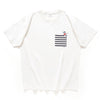 (EX592) Band Embroidery Pocket Tee