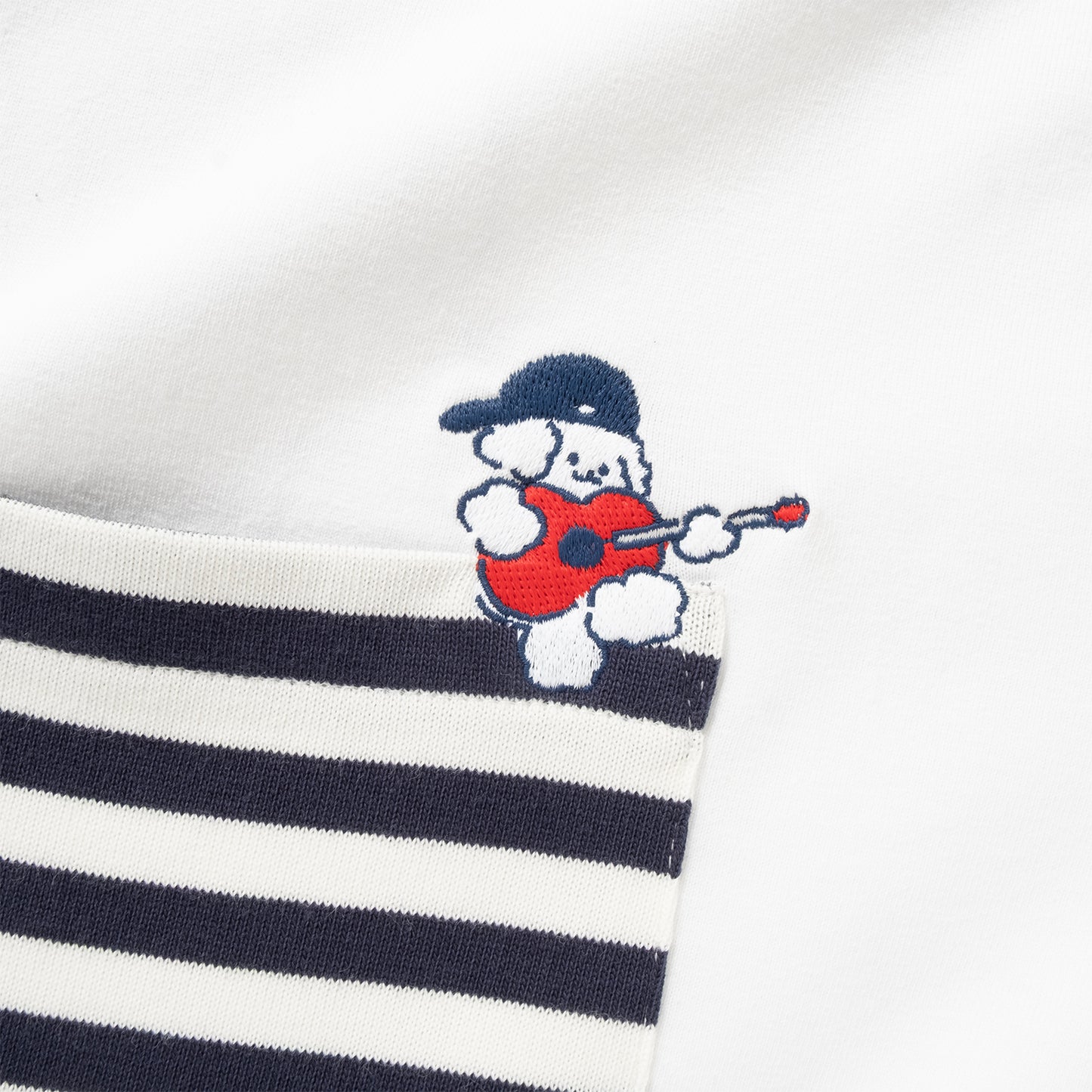 (EX592) Band Embroidery Pocket Tee