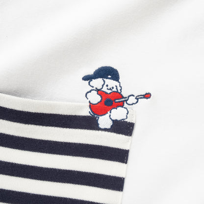 (EX592) Band Embroidery Pocket Tee