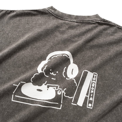 (EX594) Music Graphic Embroidery Washed Tee