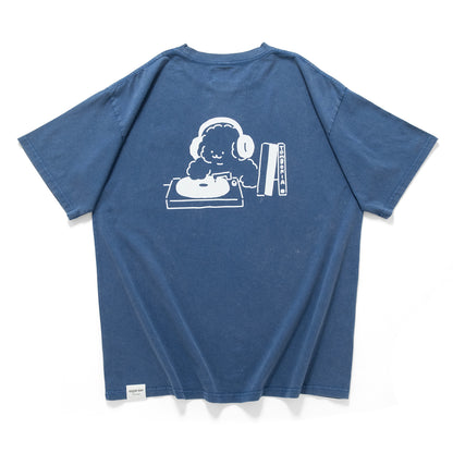 (EX594) Music Graphic Embroidery Washed Tee