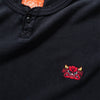 (EX612) Embroidery Henley Neck Long Sleeve Tee