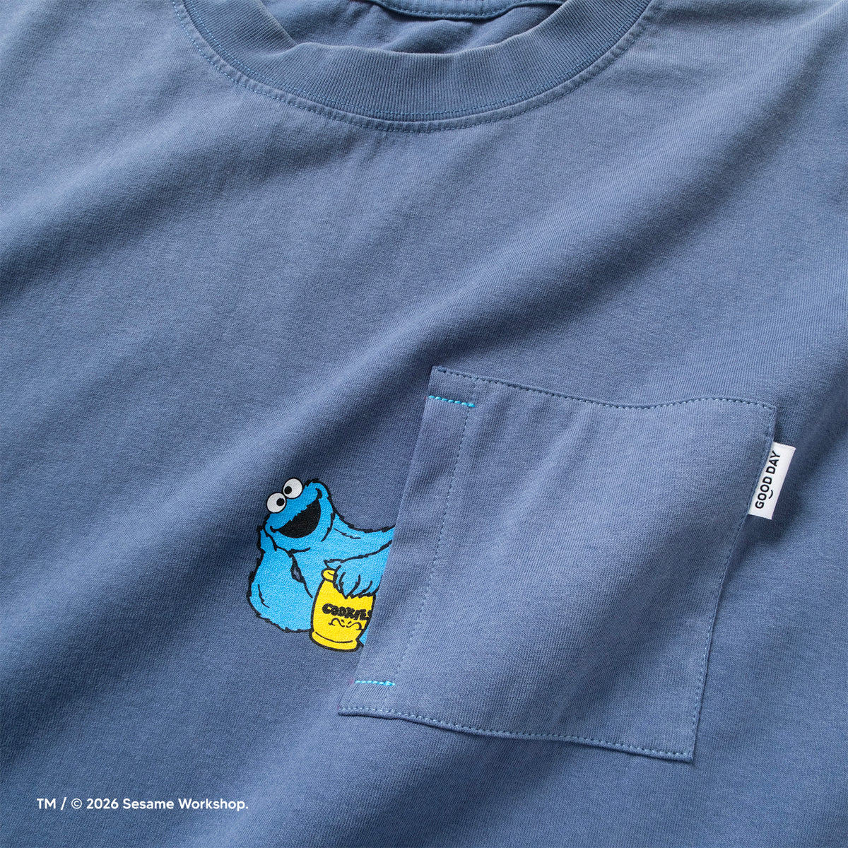 (EX712) Cookie Monster 圖案口袋洗水 Tee