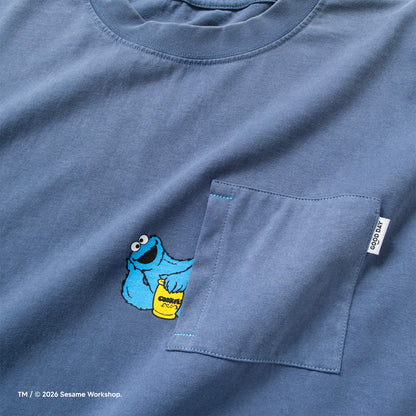 (EX712) Cookie Monster 圖案口袋洗水 Tee