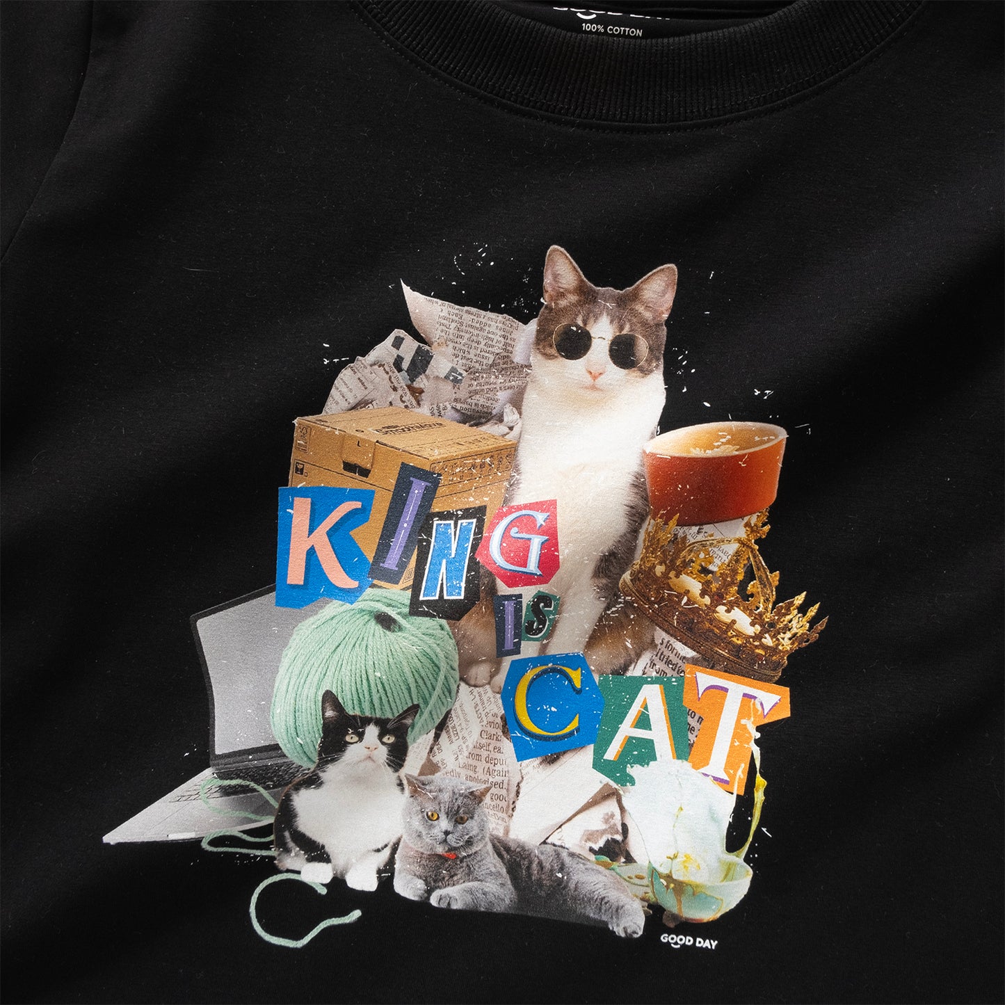 (ZT1484) King is Cat 圖案女裝短 Tee