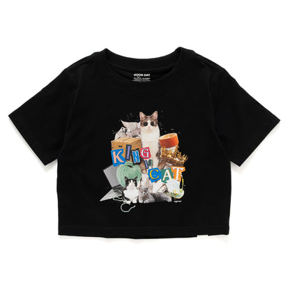 (ZT1484) King is Cat 圖案女裝短 Tee