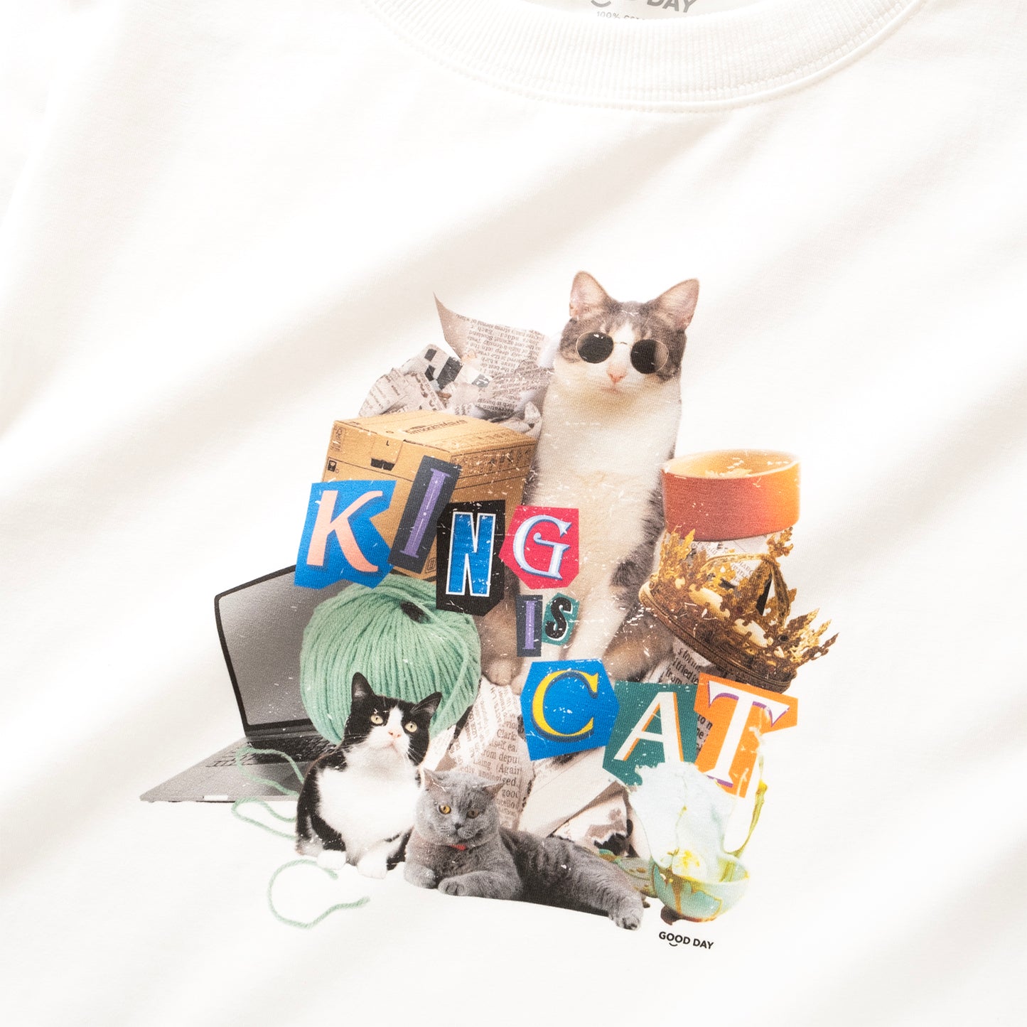 (ZT1484) King is Cat 圖案女裝短 Tee