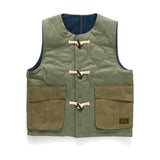 (JK327) Quilited 2 Face Horn Button Vest