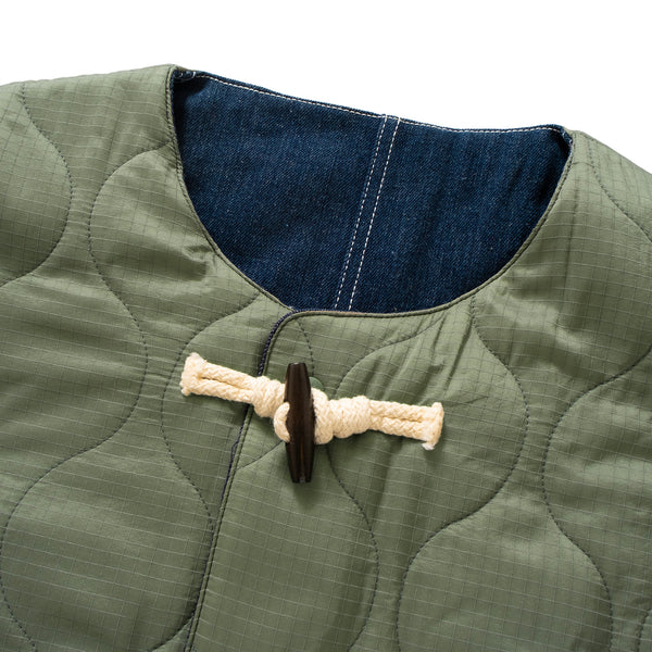 (JK327) Quilited 2 Face Horn Button Vest