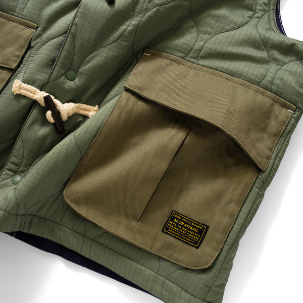 (JK327) Quilited 2 Face Horn Button Vest