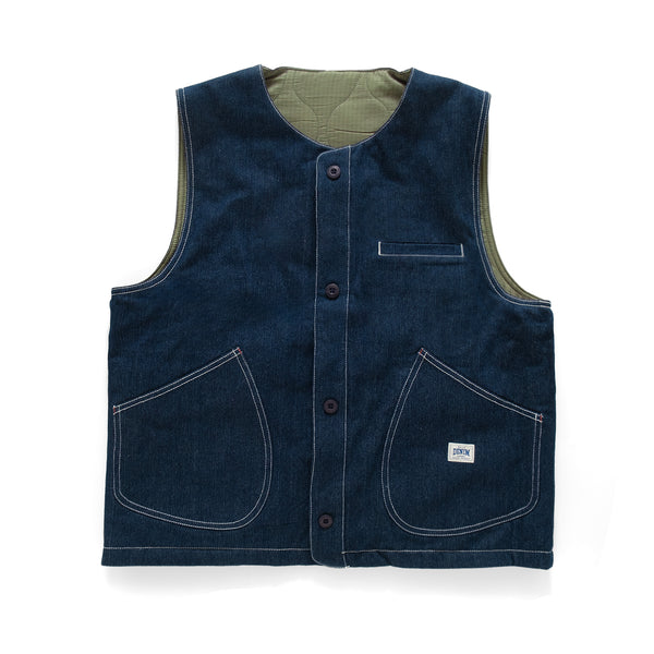 (JK327) Quilited 2 Face Horn Button Vest