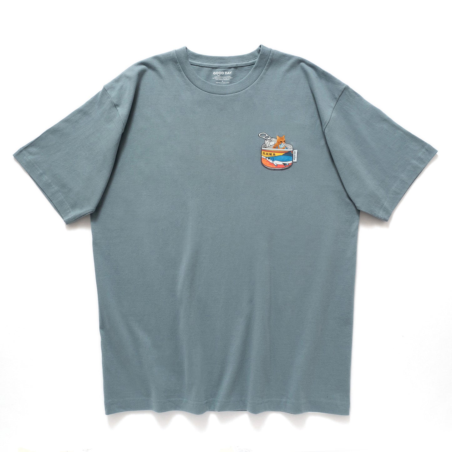 (ZT1947) Canned Cat Graphic Pocket Tee