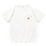 (ZT1165) Colorful Heart Embroidery Pocket Tee