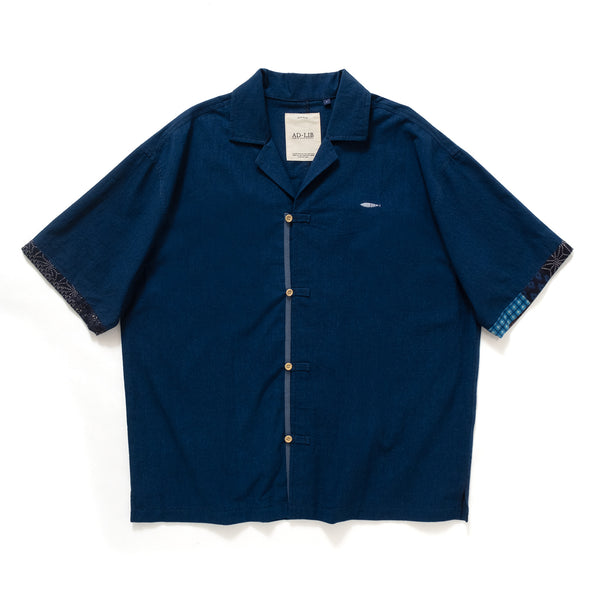 (ST291) Indigo Trimmed Short Sleeve Shirt