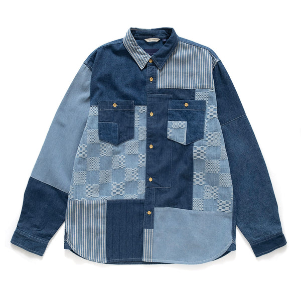 (ST308) Denim Patchwork Shirt