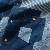 (ST308) Denim Patchwork Shirt