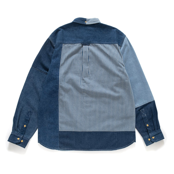 (ST308) Denim Patchwork Shirt