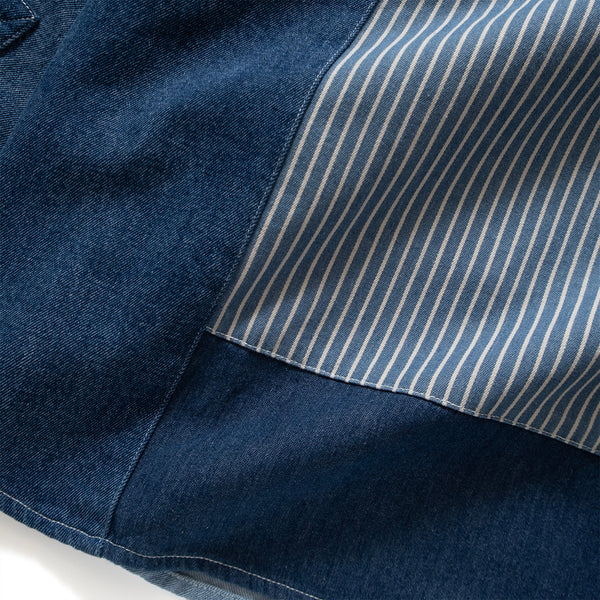 (ST308) Denim Patchwork Shirt