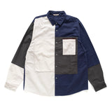 (ST309) Button Down Patchwork Shirt