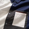 (ST309) Button Down Patchwork Shirt