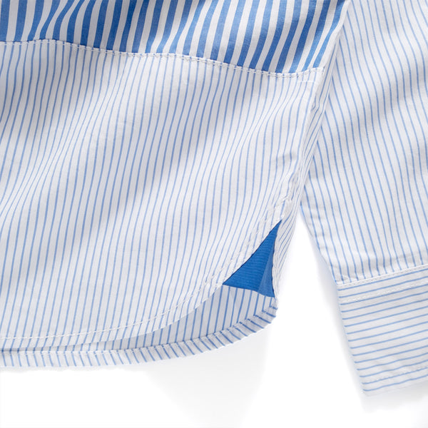 (ST312) Stripe Patchwork Shirt