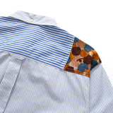 (ST312) Stripe Patchwork Shirt
