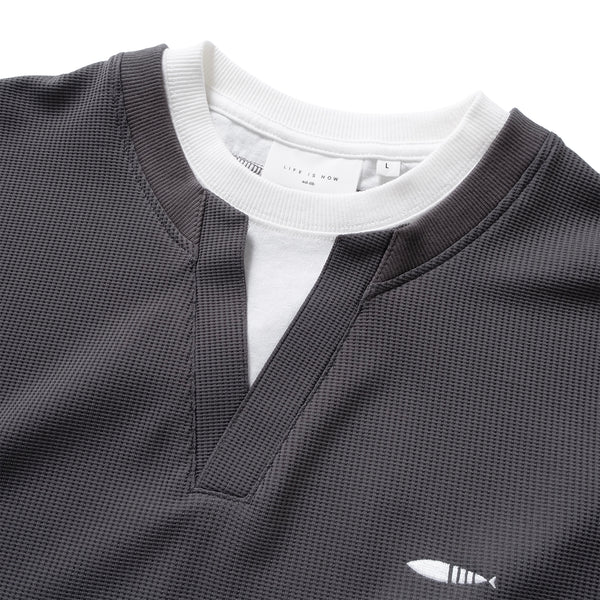 (TP1560) Fake Layer V Neck Tee