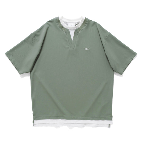 (TP1560) Fake Layer V Neck Tee