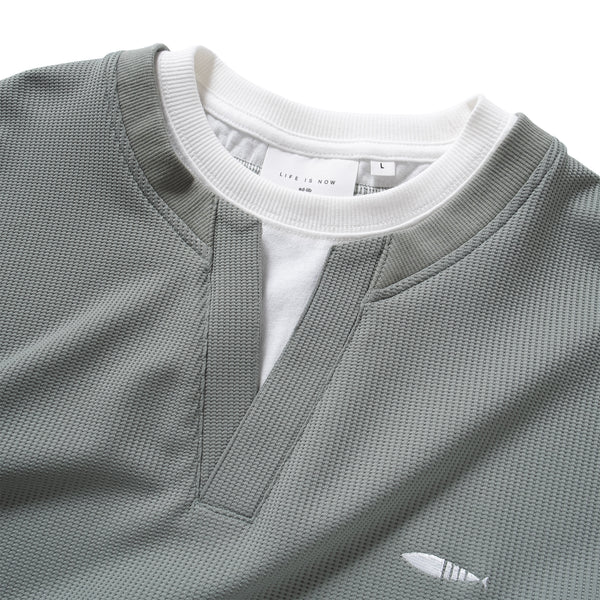(TP1560) Fake Layer V Neck Tee