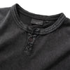 (TP1578) Washed Henley Neck Tee