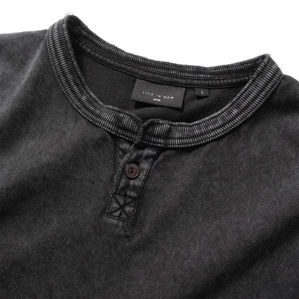 (TP1578) Washed Henley Neck Tee
